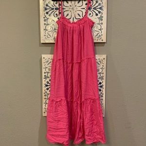 NWOT Judith March  Hot Pink Malibu Ruffle Maxi, L